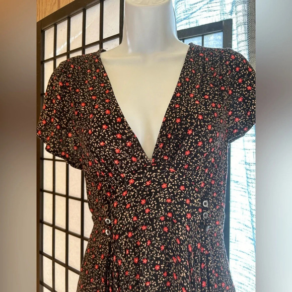 Free People Mini Dress XS Brown Floral Cowgirl Festival Flowy - Picture 4 of 9